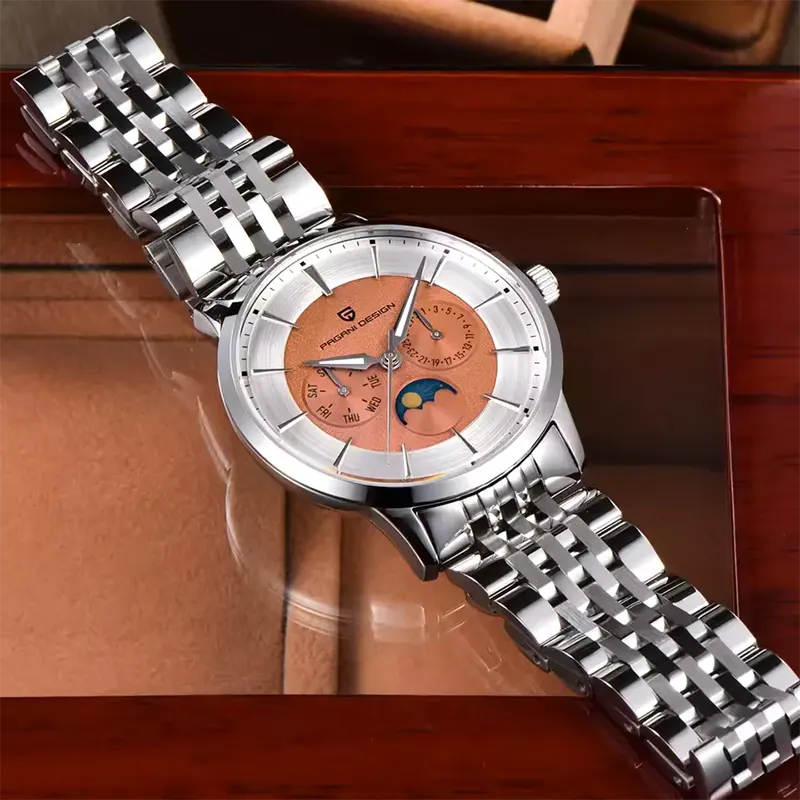 Pagani Design Vintage Moonphase Brown Dial Men's Watch- PD-1795